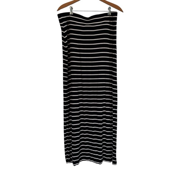 ana Long Maxi Skirt Black and White Striped L - Picture 1 of 7